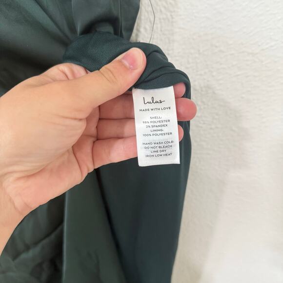 NWT Lulus Ultimate Sweetness Emerald Green Satin Flutter Sleeve Maxi Dress Med - Picture 11 of 12